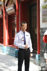 Bank security guard on duty in Hanoi